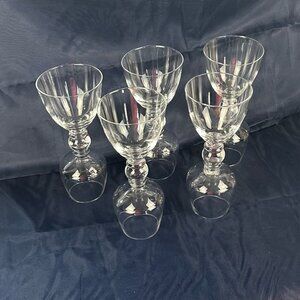Vintage Crystal Wine Glasses Double Sided Set of 5 Glasses - Crystal sings 10"